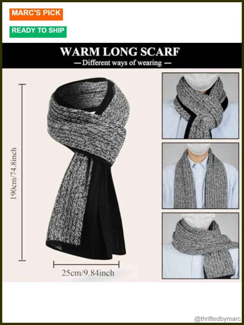 Winter Hat Scarf Gloves Set 3-Piece Acrylic Knit Beanie Fleece Lined